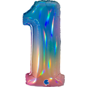 1 cyfra teczowa z helem kolorowa Galaxy K0101. Balon foliowy w kształcie cyfry 1 tęczowy - wielokolorowy 100 cm