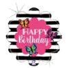 Lc03. Balon foliowy z helem na urodziny 18″ cali (43 cm) – Happy Birthday i motylki