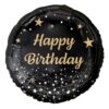 Piękny czarny balon ze złotymi napisami Happy BirthDay i gwiazdeczkami