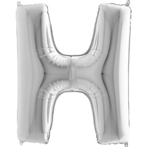 KS08. Balony litery duże około 100 cm na hel - litera srebrna H