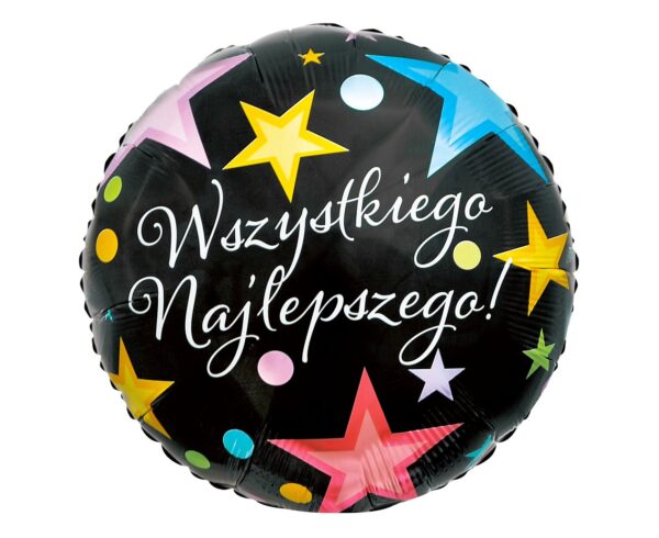 Lg01. Balon foliowy z helem na urodziny 18″ cali (43 cm) – z napisami po polsku