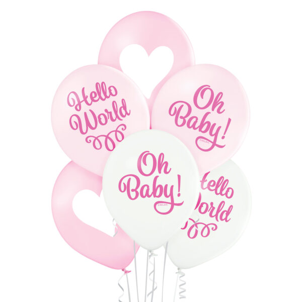 Balony różowe i białe na Baby Shower
