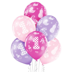 Balony na roczek córki różowo fioletowe - Duże