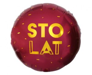 Bordowy balon na urodziny z napisem sto lat Balon bordowo złoty gryffindor na urodziny