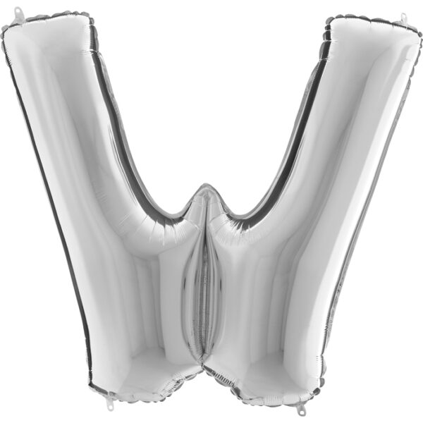 KS23. Balony litery duże około 100 cm na hel – litera srebrna W