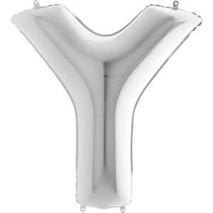 KS25. Balony litery duże około 100 cm na hel – litera srebrna Y