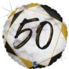 K187. Okrągły balon z helem na 50 urodziny około 43 cm – marmurkowy