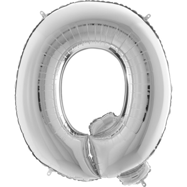 KS17. Balony litery duże około 100 cm na hel – litera srebrna Q