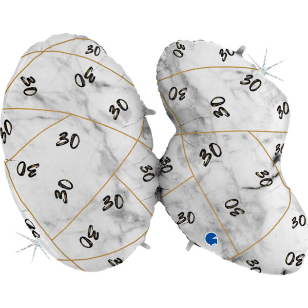 K184. Balon z helem na 30 urodziny 43"cale – marmurkowy jeden balon