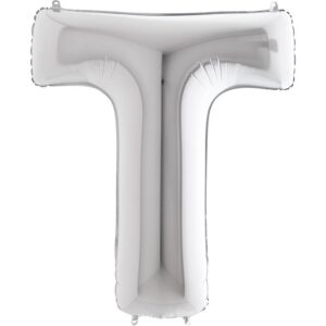 KS20. Balony litery duże około 100 cm na hel – litera srebrna T