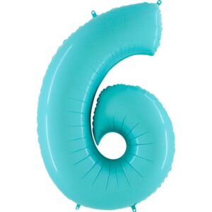 balon cyfra 6 w kolorze jasnym miętowym K0086. Balon foliowy w kształcie cyfry 6 w kolorze miętowy 100 cm