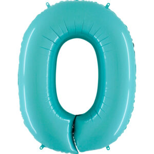 balon cyfra miętowe 0 K0090. Balon foliowy w kształcie cyfry 0 w kolorze miętowy 100 cm