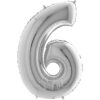 Balon cyfra 6 srebrna z helem