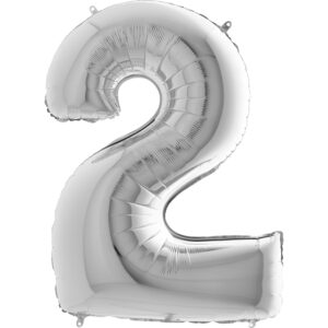 Balon cyfra 2 srebrny