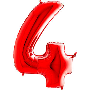 idealny na urodziny czerwony gigantyczny balon 4 K0144. Balon foliowy w kształcie cyfry 4 w kolorze czerwony 100 cm