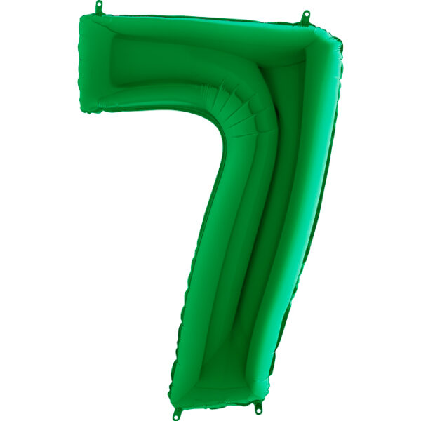K0127. Balon foliowy w kształcie cyfry 7 w kolorze zielony 100 cm