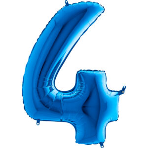 latający balon na hel cyfra 4 w kolorze niebieskim K0094. Balon foliowy w kształcie cyfry 4 w kolorze niebieski / granatowy 100 cm