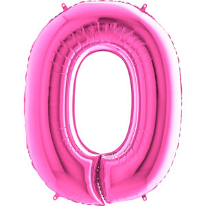 K0070. Balon foliowy w kształcie cyfry 0 w kolorze fuksja / ciemny róż 100 cm