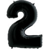K0132. Balon foliowy w kształcie cyfry 2 w kolorze czarny 100 cm