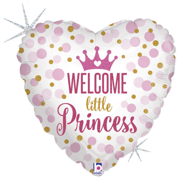 Ma13. Balon 18 cali (43 cm) na narodziny dziewczynki - Welcome Little Princess serce