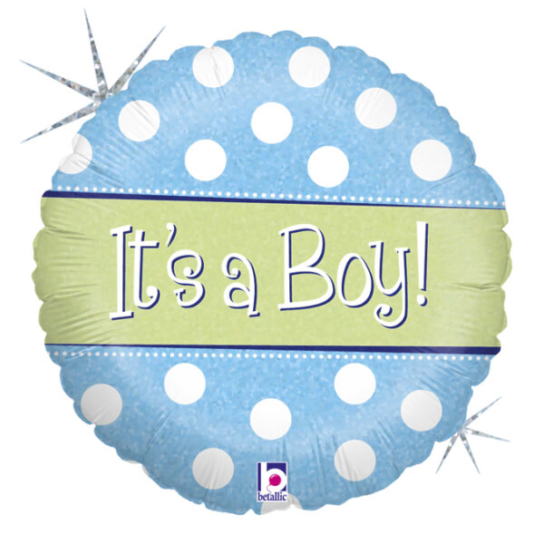 Mc11. Balon 18 cali (43 cm) na narodziny chłopca – It's a Boy w grochy