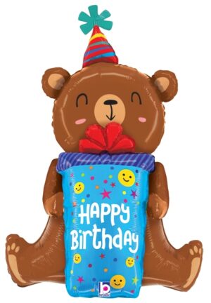 Balon w kształcie misia z prezentem
