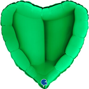 N010. Balon z helem w kształcie serca 43 cm zielone