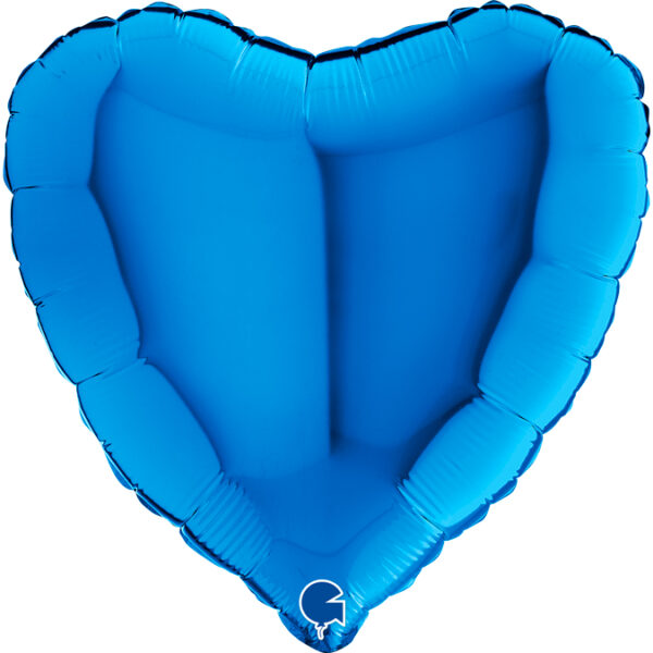 N014. Balon z helem w kształcie serca 43 cm niebieskie