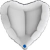 N006. Balon z helem w kształcie serca 43 cm srebrny
