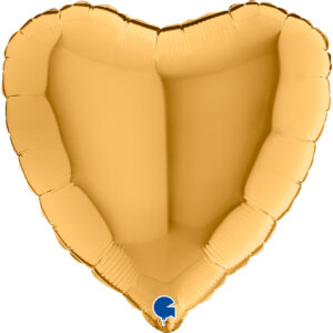 N005. Balon z helem w kształcie serca 43 cm złoty