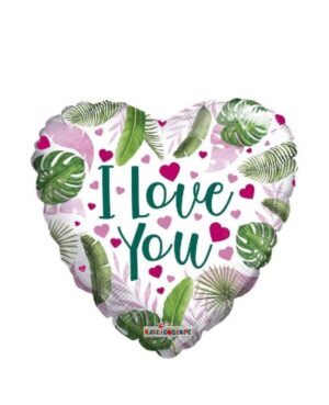 N004. Balon z helem w kształcie serca 43 cm Eko I Love You