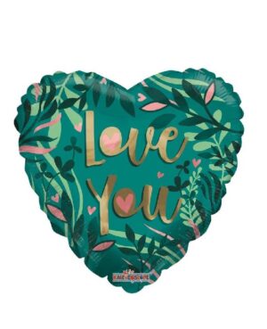 N001. Balon z helem w kształcie serca 43 cm Eko LOVE YOU