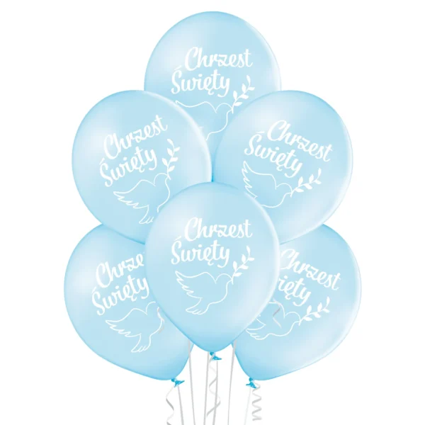 balony z helem na chrzest chlopca niebieskie Błękitne baloniki z helem na chrzest chłopca
