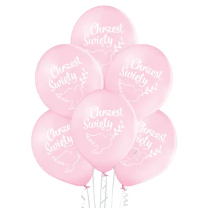 piękne balony z helem na chrzest dziewczynki w kolorze rozu Piękne różowe baloniki z helem na chrzest święty dziewczynki - Warszawa