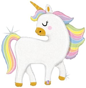 Balon z helem ogromny - duży pastelowy jednorożec