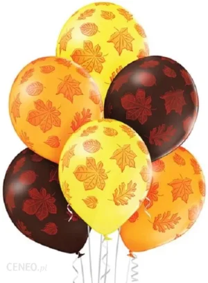 E016. Zestaw balonów dekoracyjnych / jesienne liście klonu – 6 sztuk