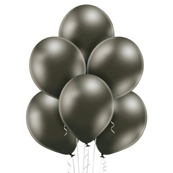 Balon glossy grafitowy na hel Achr10. Chromowane balony lateksowe 12” calowe – kolor grafitowy