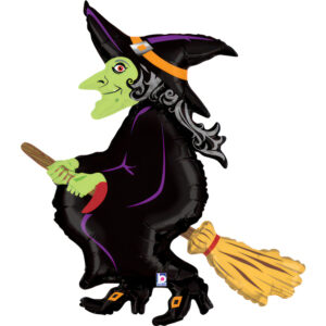 Hall13 Balon foliowy na Halloween 42 cali - 107 cm w kształcie wiedźmy na miotle