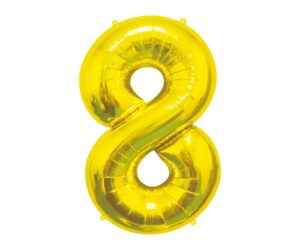 Balon zlota cyfra 8 z helem