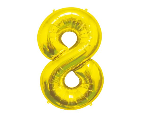 Balon zlota cyfra 8 z helem