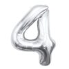 K0014a. Balon foliowy w kształcie cyfry 4 w kolorze srebrnym 85 cm