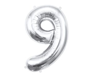 balon-srebrna-cyfra-9-z-helem-z-dostawa-w-warszawie-i-okolicy K0019a. Balon foliowy w kształcie cyfry 9 w kolorze srebrnym 85 cm