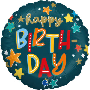 Li02. Balon urodzinowy Happy Birthday turkusowy 18”cali