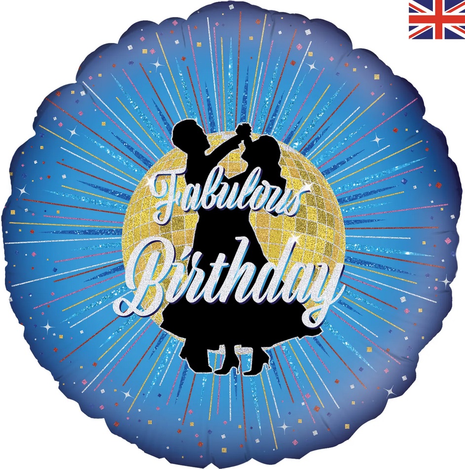 La14. Balon foliowy z helem na urodziny 18″ cali (43 cm) – taneczna para Fabulous Birthday