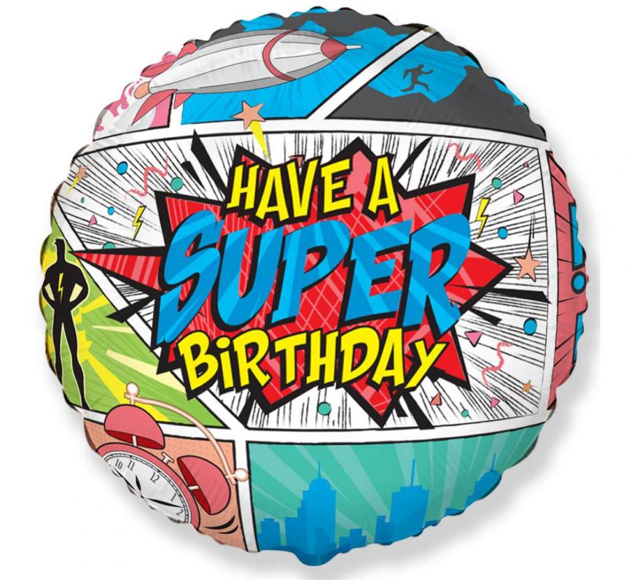 Lj21. Balon foliowy z helem na urodziny 18″ cali (43 cm) – komiksowy